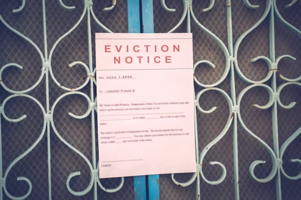 Eviction notice posted on gate